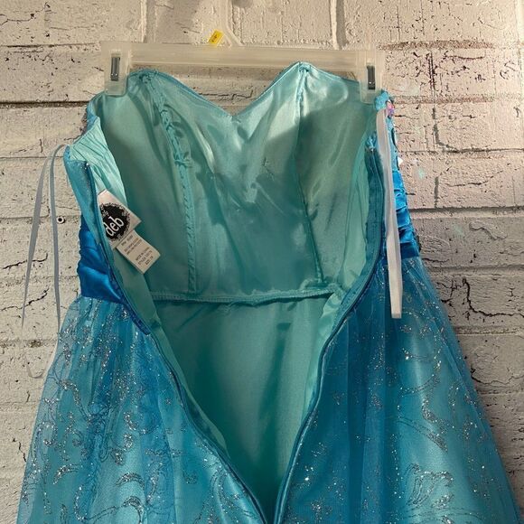 Dresses by Deb Blue Embellished Strapless Princess Prom Dress 7/8 - Picture 8 of 12